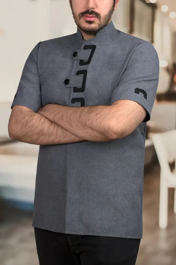 لباس اشپزی طوسی مردانه